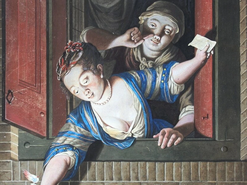 1724-Jan Stolker - Due donne alla finestra di notte